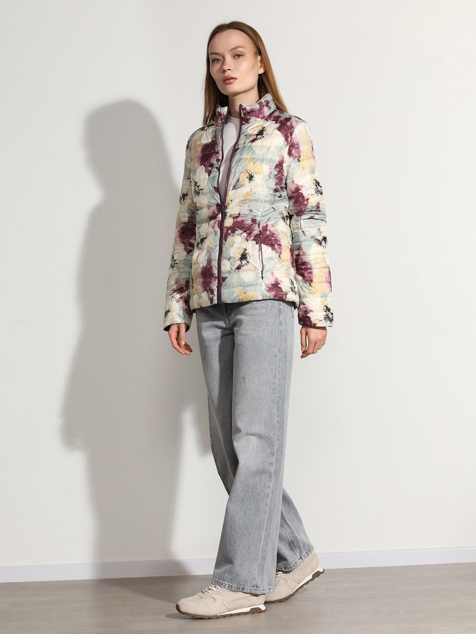 Куртка двухсторонняя фиолетового цвета с цветочным принтом